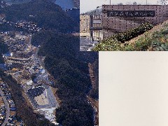 伊賀南部最終処分場の上空写真と門の写真