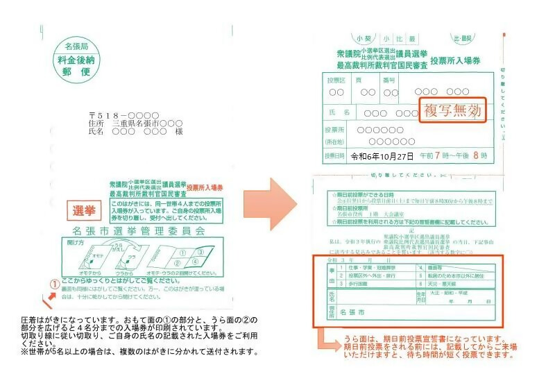 第５０回衆議院議員総選挙入場券